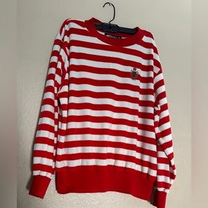 JACLYN SMITH VINTAGE RED STRIPED SPORT SWEATSHIRT